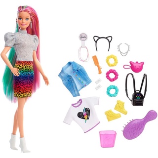 Barbie Leopard Rainbow Hair Doll ตุ๊กตา บาร์บี้ เสือดาวสายรุ้ง GRN81