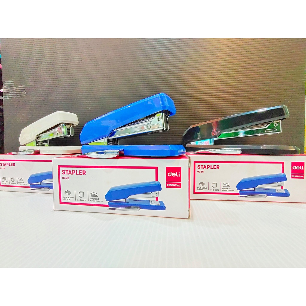 Deli 0326 Half Strip Stapler เครื่องเย็บกระดาษ 25 แผ่น มีที่ถอนลวดในตัว ...
