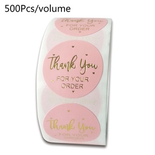 สติ๊กเกอร์ Thank You For Your Order ทรงกลมฟอยล์สีทอง 500 ชิ้นสําหรับติดตกแต่ง