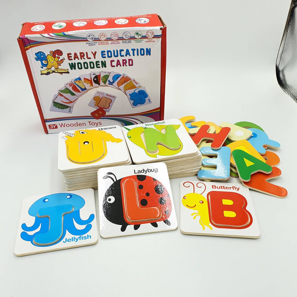 250toys-ของเล่นไม้-บัตรคำไม้จิ๊กซอร์-a-z-พร้อมคำศัพท์-early-education-wooden-card-เสริมพมัฒนาการ-ฝึกทักษะคำศัพท์อังกฤษ