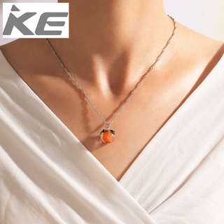 Halloween Ornament Glazed Pumpkin Single Necklace Metal Chain Pendant Necklace for girls for w