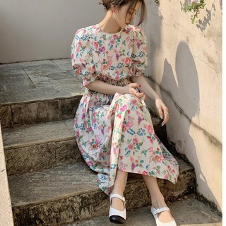 พร้อมส่ง 💓 flora chiffon dress C2289 เดรสยาวลายดอก เดรสยาวฟอร่าลายดอก