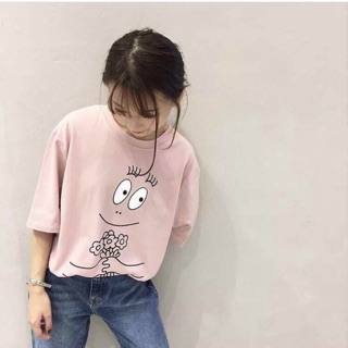 เสื้อครอปสกรีนลาย barbapapa