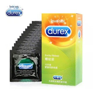 สินค้า ถุงยางอนามัยดูเร็กซ์ผิวขรุขะ(1กล่องมี12. ชิ้น) Excita Ribbeb (กล่องสีส้มเขียวgreen) （หลากหลายรุ่นพร้อมส่ง）