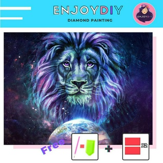 ครอสติสคริสตัล 5d diy diamond painting แบบเม็ด ลาย สิงโตกาแล็กซี่ ติดเต็ม เม็ดกลม EnjoyDIY พร้อมส่งจากไทย