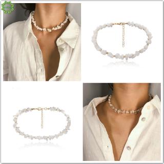 สินค้า Cod Qipin Fashion Boho String Beads Transparent Crystal Clavicle Chain Choker Short Necklace