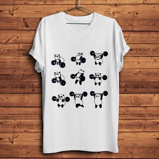 ขายดี!เสื้อยืดแขนสั้นลําลอง พิมพ์ลายแพนด้าน่ารัก สีขาว แฟชั่นฤดูร้อน สไตล์สตรีท สําหรับผู้ชาย และผู้หญิง ใส่เล่นโยคะ ยกน
