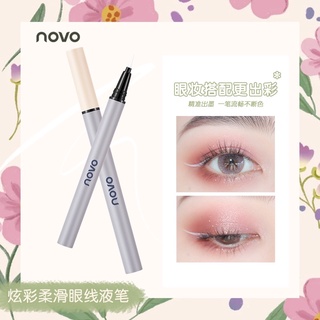 สินค้า 5595 (ใหม่/แท้) novo liquid eyeliner pen อายไลน์เนอร์หัวพู่กันขนาด 0.016 มิล เขียนง่าย สีชัด เส้นคม ติดทน กันน้ำ