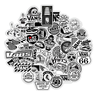 Vans สติ๊กเกอร์กราฟฟิตี้กันน้ําสีดําและสีขาว 50 ชิ้น