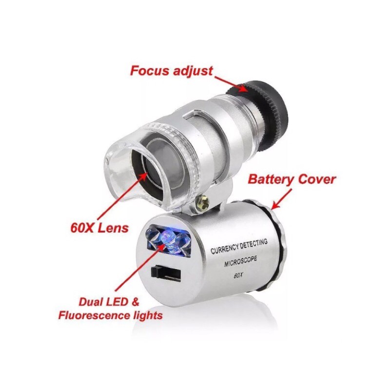 แว่นขยาย60x ไฟLed UV ส่องพระ จิวเวลรี่ เพชรพลอย mini microscope ...