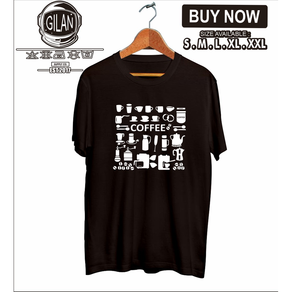 เสื้อยืดแฟชั่น-เครื่องมือกาแฟและเสื้อยืดกาแฟบาริสต้าdistro-ผ้าgilan