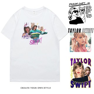 เสื้อยืดคอกลมเสื้อยืดแขนห้าส่วน พิมพ์ลายตัวอักษร Tylor Waffle Co-Branded taylor swift สําหรับผู้ชาย และผู้หญิงS-4XL