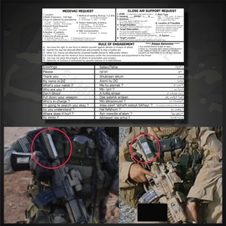ภาพหน้าปกสินค้าสติกเกอร์ติดปืน M4 arabic translation / air-support request sticker งานพิมพ์ สำหรับแต่งปืนAR15/M4 ที่เกี่ยวข้อง