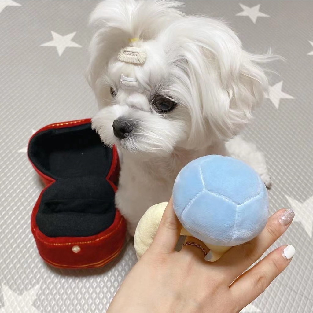 กล่องแหวนตุ๊กตา-ประดับเพชรน่ารัก-แบบนิ่ม-ของเล่นสําหรับสัตว์เลี้ยง-สุนัข