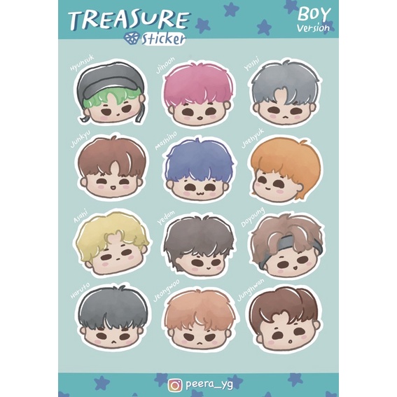 (พร้อมส่ง) สติ๊กเกอร์เทรเชอร์ Treasure Sticker ไดคัท 50% พร้อมใช้งาน ...