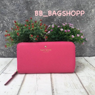 KATE SPADE NEW YORK LONG WALLET  (outlet) สีชมพูเข้ม