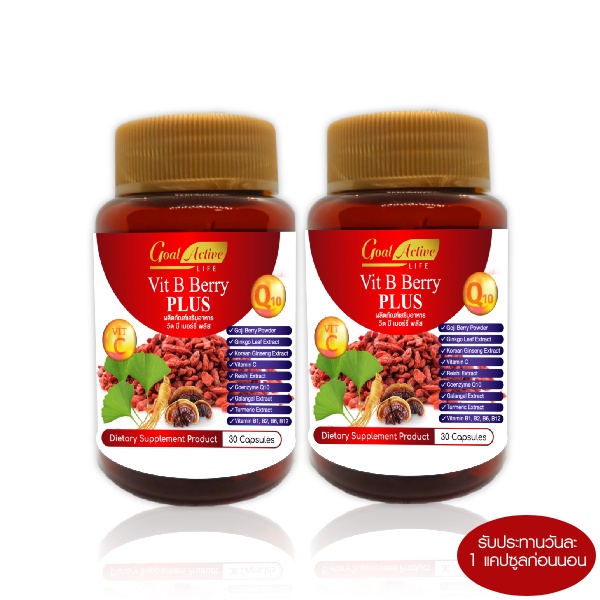 goal-active-life-vit-b-berry-plusวิตามินบีรวม-วิตซี-โสมเกาหลี-ใบแป๊ะก๊วย-เห็ดหลินจือ-บำรุงประสาทและสมอง-เสริมภูมิคุ้มกัน