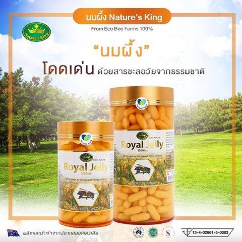 เช็คของแท้-100-นมผึ้ง-nature-s-king-royal-jelly-1000mg-เนเจอร์-คิง-120-เม็ด-365-เม็ด-nature-king