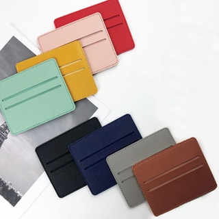 Bibitop กระเป๋าสตางค์ ใบสั้น หนัง PU บางมาก ใส่บัตรเครดิตได้ 2 บิต สีพื้น