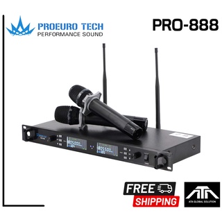 PROEUROTECH PRO-888 ไมค์ลอยคู่ ไมค์โครโฟนไร้สาย ปรับความถี่ได้ คลื่นความถี่ UHF โปรยูโรเทค PRO 888 PRO888