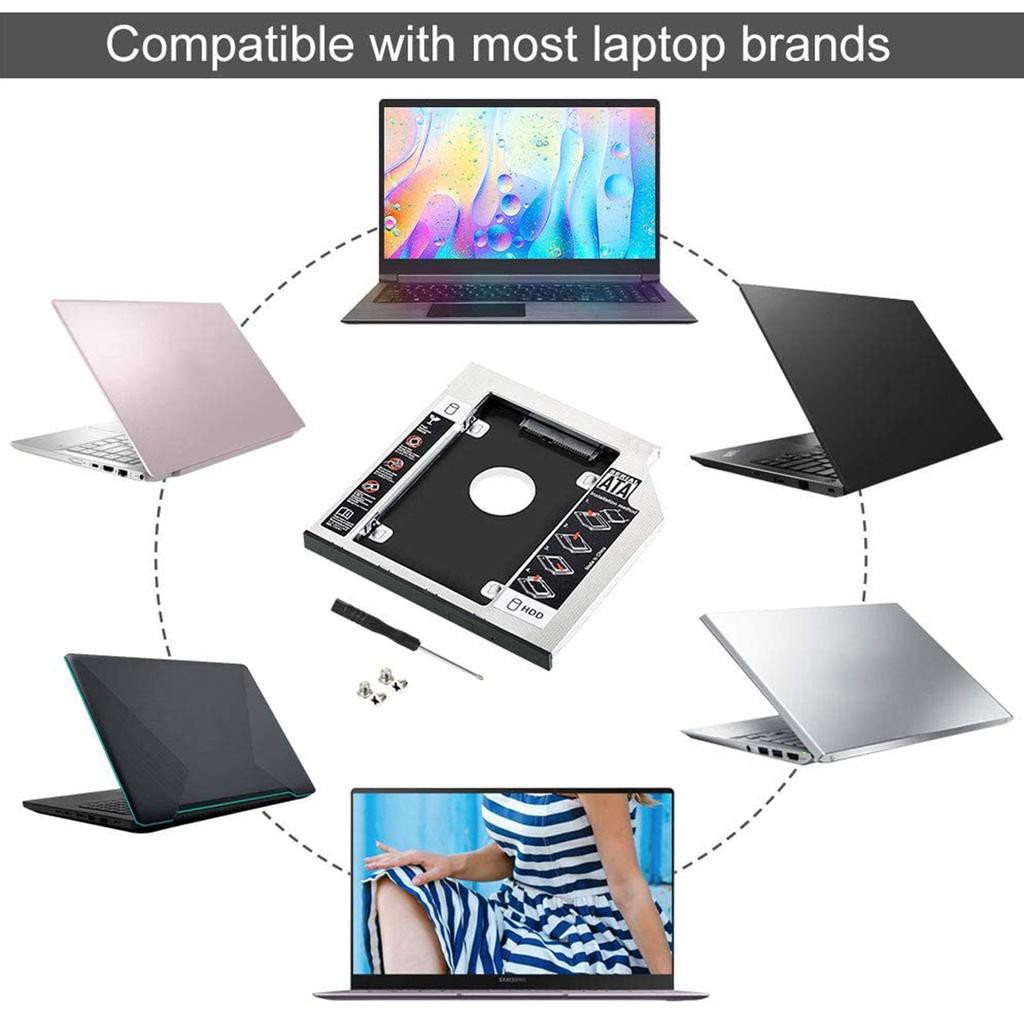 ภาพสินค้าถาดแปลงใส่ HDD Notebook เพิ่มฮาร์ดดิสก์คอมพิวเตอร์ Second HDD Caddy 12.7mm/9.5mm 2.5 Inch SATA3.0 2nd SSD จากร้าน aprimeac14 บน Shopee ภาพที่ 1
