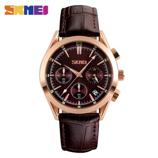 SKMEI Men Quartz Watches Luxury Band Fashion Casual Wristwatches 30M Water Resistant Complete Calendar Leather Watch