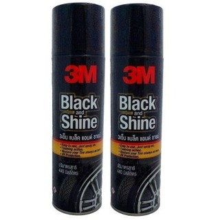 3M Black and Shine Tire Restorer สเปรย์โฟมเคลือบเงาและปกป้องยางรถยนต์ ขนาด 440 ml, ชุด 2 กระป๋อง