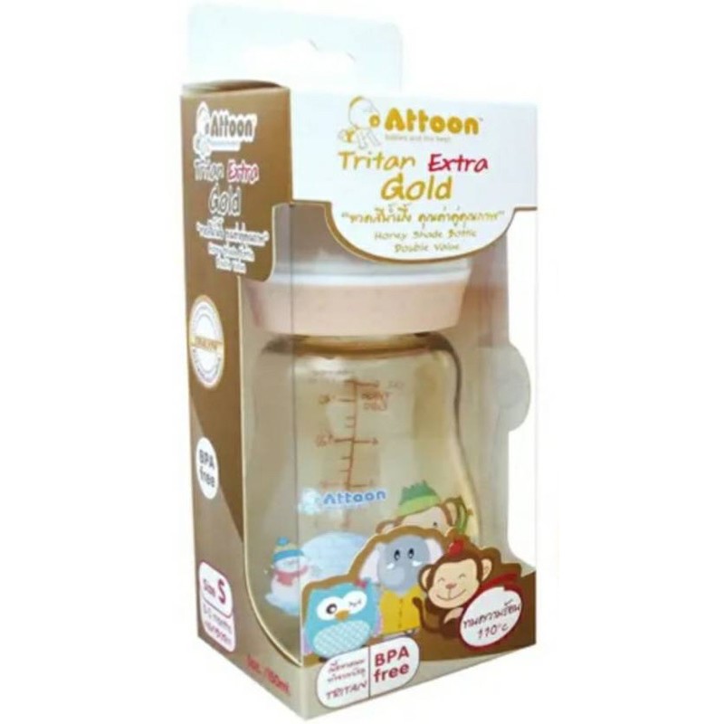 attoon-tritan-gold-แอทตูน-ขวดนม-ไทตัน-เอ๊กซตร้าโกลด์-ขวดสีน้ำผึ้ง-ขนาด-5-8-oz-แพ็ค-1-ขวด