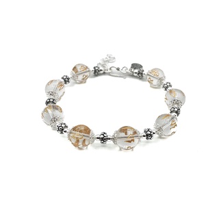 DSP กำไลหินนำโชคคริสตัลควอตซ์ ลายคาถาธิเบต ข้อมือหินนำโชค เงินแท้ 925: Crystal Quartz Gemstone Bracelet [CFS0010]