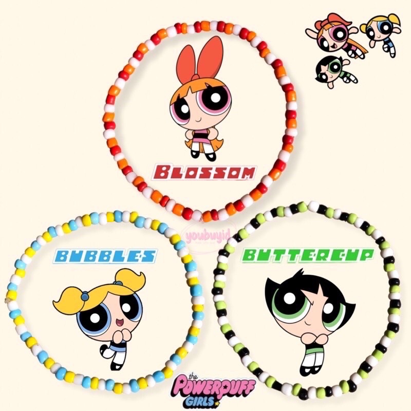 เซต-สร้อยข้อมือลูกปัด-แหวนลูกปัด-powerpuff-girls