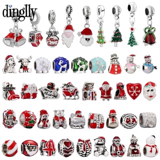 Dinglly สีแดง ซานตาคลอส ลูกปัด ของขวัญ ถุงกวางเรนเดียร์ ต้นคริสต์มาส ลูกปัด Diy คริสต์มาส เสน่ห์ สร้อยข้อมือ เครื่องประดับ ทําเครื่องประดับ