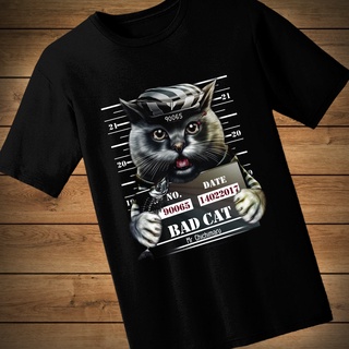 เสื้อยืดลายฮาฟโทนแมว BAD CAT ผ้า cotton 100% ใส่สบาย เสื้อคอกลม เสื้อลายวินเทจ เสื้อสกรีน เสื้อพิมพ์ลาย เสื้อฮาฟโทน