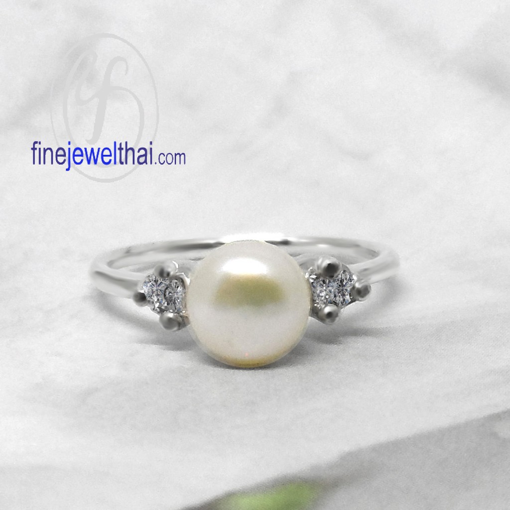 finejewelthai-แหวนมุก-แหวนเงิน-มุกแท้-แหวนประจำเดือนเกิด-pearl-silver-ring-r1317pl