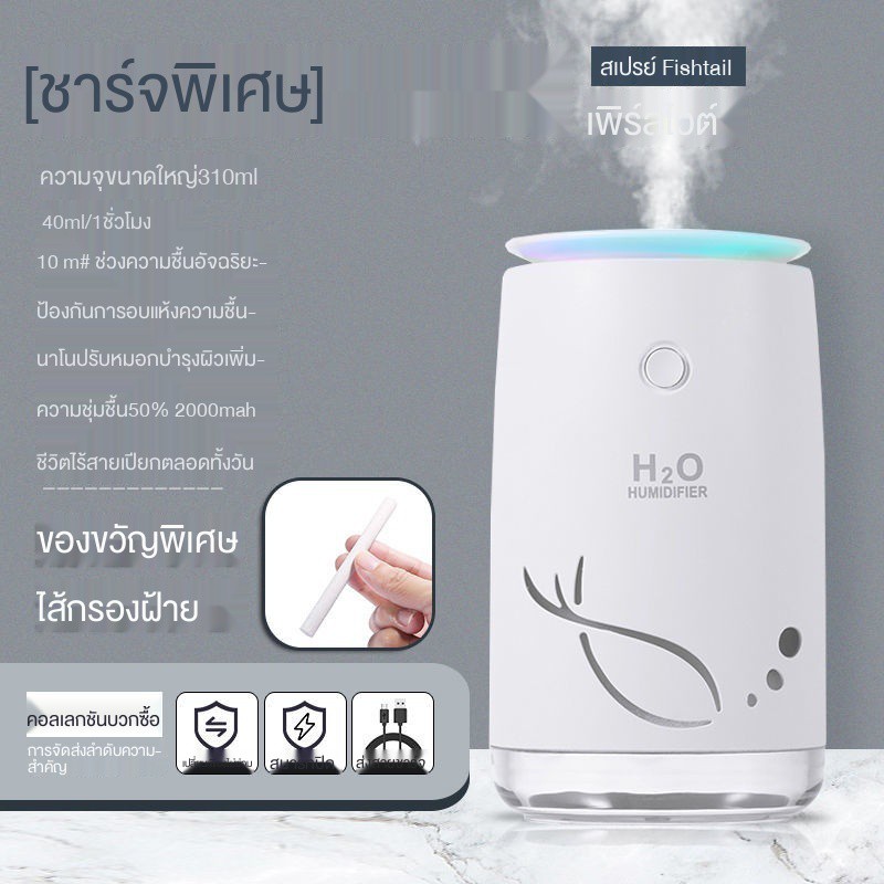 เครื่องฟอกอากาศ-พ่นไอน้ำ-เพิ่มความชื้นในอากาศ-led-ขนาดพกพา-snow-mountain-humidifier-usb-air-conditioning-room-ห้องนอน