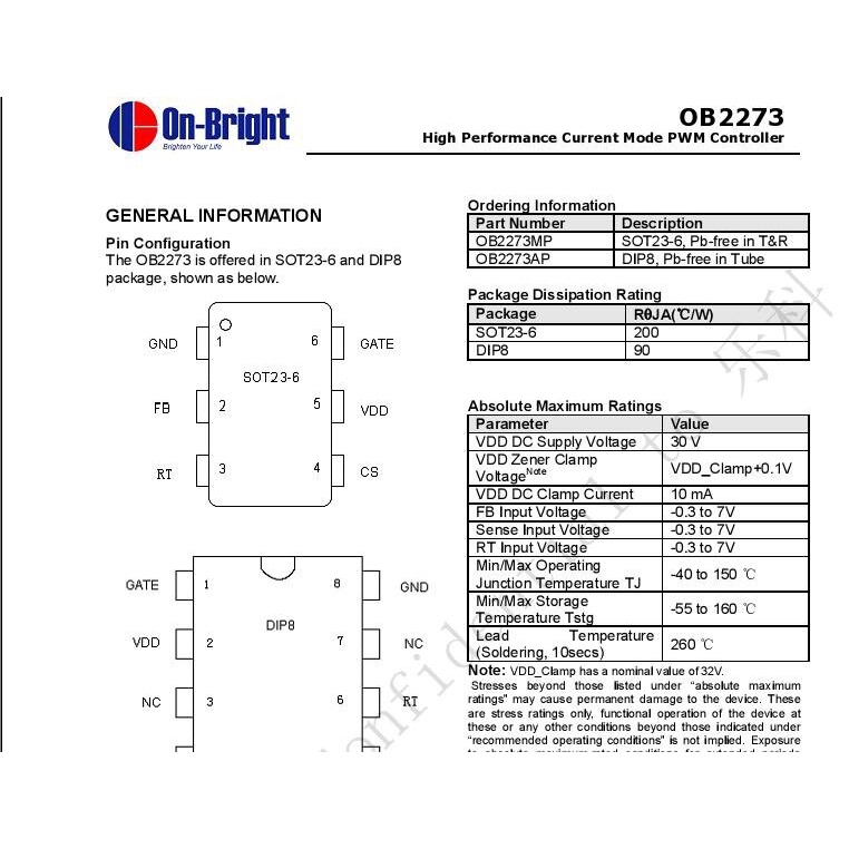 IC PWM OB2273MP ภาคจ่ายไฟต่างๆ | Shopee Thailand