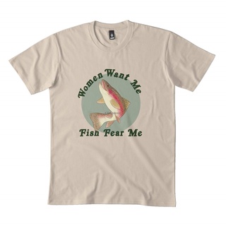 เสื้อยืด พิมพ์ลาย Want Me Fish Fear Me สไตล์คลาสสิก แฟชั่นฤดูร้อน