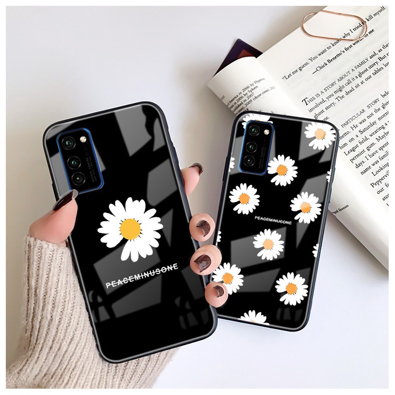 เคสกระจกนิรภัยกันรอยลายดอกไม้สําหรับ-samsung-galaxy-a-71-a-50-s-one-strap-fragment-a-51