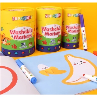 **พร้อมส่ง** ปากกาเมจิกลบได้ หัวใหญ่ WASHABLE MARKER สำหรับฝึกจับฝึกเขียน ปลอดสารพิษ ไม่มีกลิ่นฉุน สีเมจิก งานส่งออก