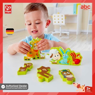 Hape ของเล่นไม้ ปริศนา ขบวนสัตว์ในฟาร์มและตัวเลข Numbers & Farm Animals ของเล่นเสริมพัฒนาการ 3 ขวบ ขึ้นไป