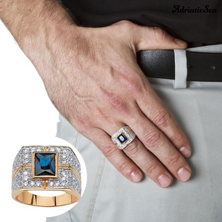 Adri แหวนแฟชั่น ทรงสี่เหลี่ยม ประดับไพลินเทียม พลอยเทียม เครื่องประดับ สําหรับผู้ชาย ปาร์ตี้ คลับ ของขวัญ