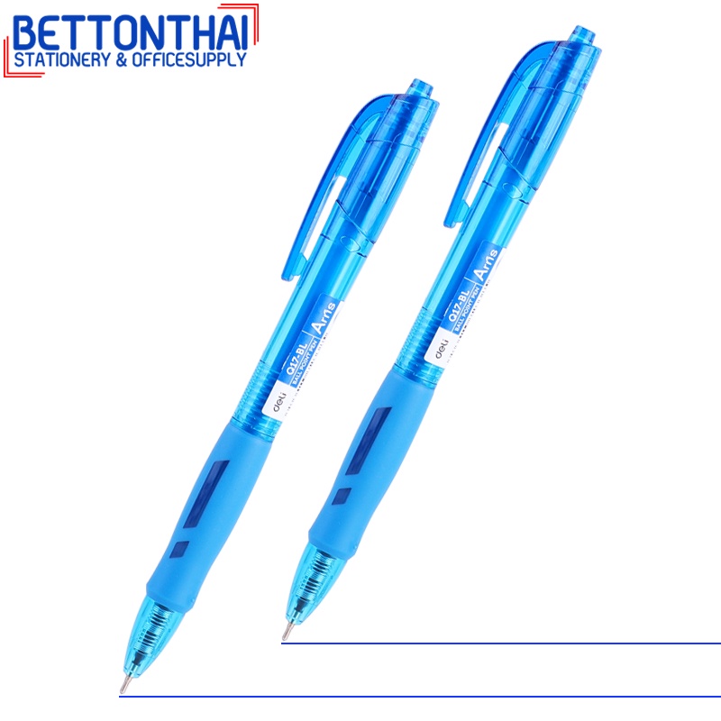 deli-q17-ballpoint-pen-mini-tip-0-7mm-ปากกาลูกลื่นแบบกด-หมึกน้ำเงิน-ขนาด-0-7mm-แพ็ค-1-แท่ง-ปากกา-ปากกาลูกลื่น-เครื่องเ