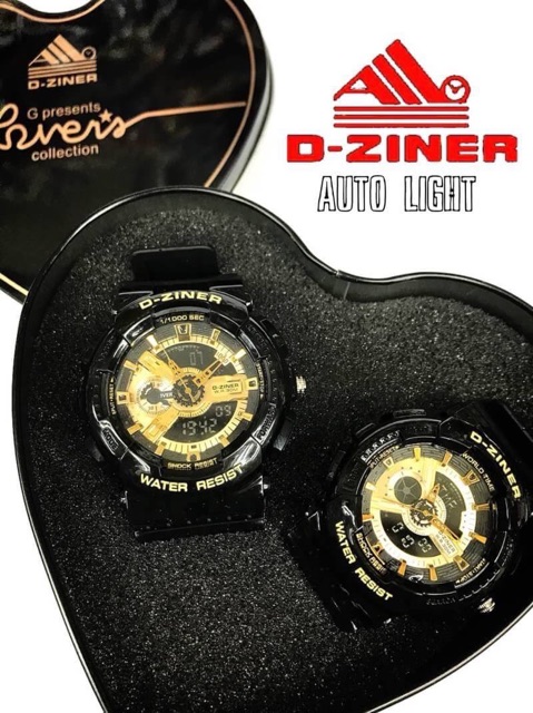 นาฬิกา-dziner-watch-lover-cllection-auto-light-พร้อมกล่องหัวใจ