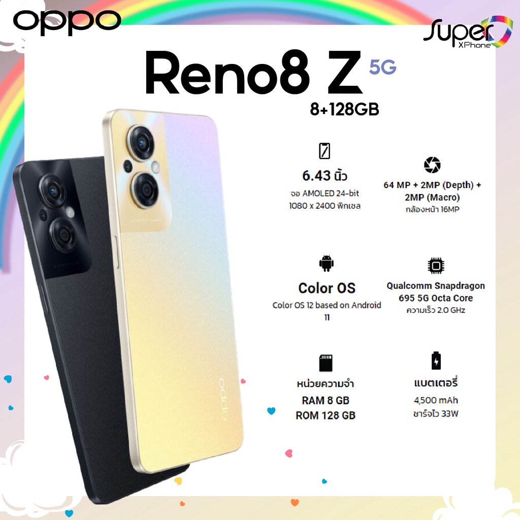 ภาพหน้าปกสินค้าOPPO Reno8 Z รุ่น5G(Ram8+Rom128GB)(CPH2457) ph(By Shopee SuperTphone1234) จากร้าน superiphone1234 บน Shopee
