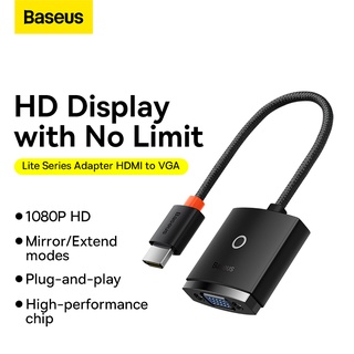 Baseus Light Enjoy hdmi to vga Cable พร้อมสายอะแดปเตอร์แปลงเสียง hdmi to vga สายอะแดปเตอร์ HD