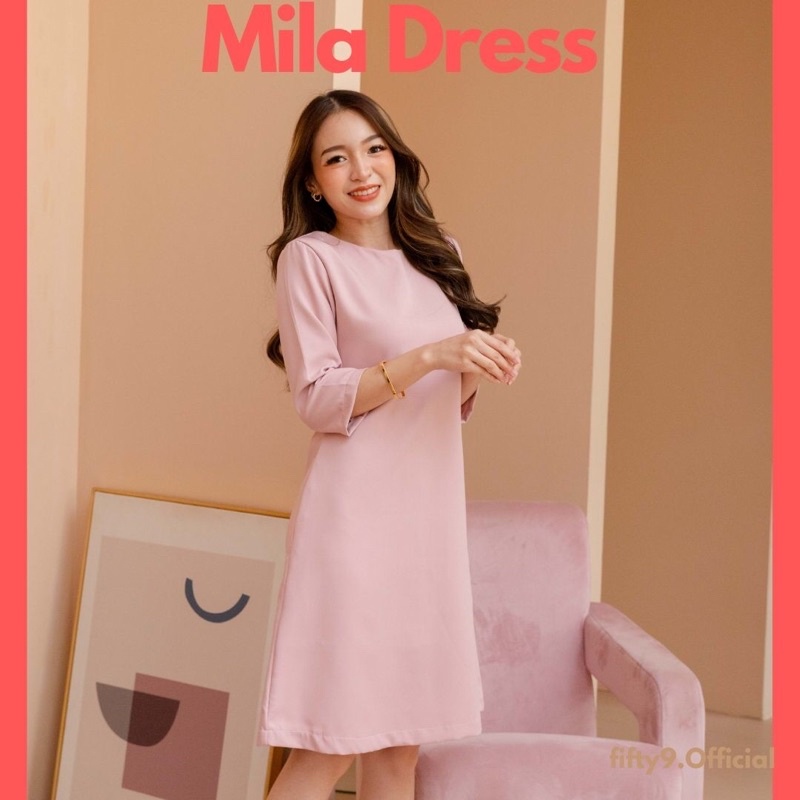 59brand-mila-dress-ชุดทำงาน-เดรสทำงาน-ชุดทำงานผู้หญิง-เดรสทำงานผู้หญิง-เดรสผู้หญิง-สีชมพู-สีน้ำเงิน-ใส่สบาย-เนื้อผ้านุ