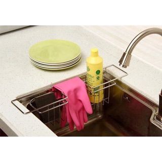 EZ ตะแกรงใส่ฟองน้ำ ตะแกรงสแตนเลส แท่นวางฟองน้ำ ชั้นวางของสแตนเลสในครัว ซิงค์ล้างจาน Stainless sink organizer sponge