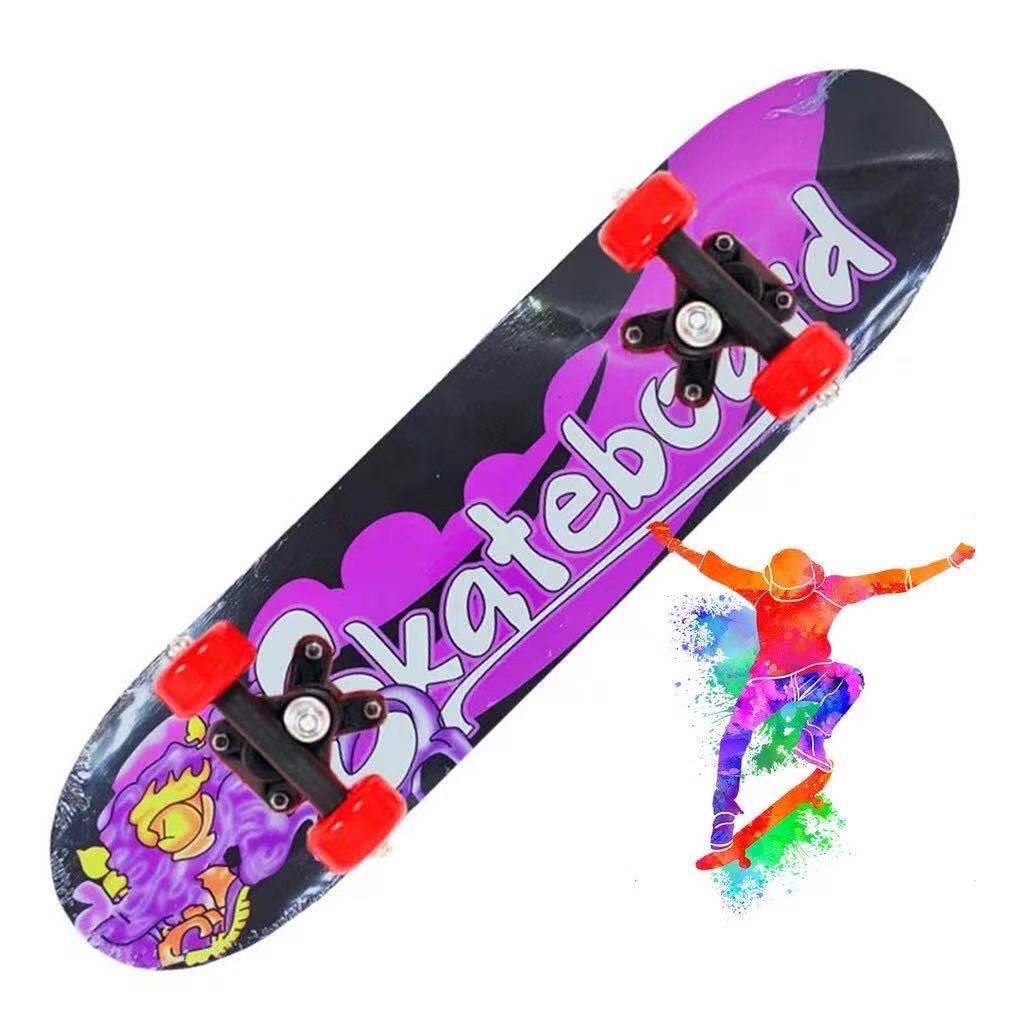 สเก็ตบอร์ด-double-kick-7-layer-maple-deck-skateboard-for-kids-beginners