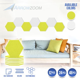 Arrowzoom สติ๊กเกอร์ตกแต่งผนัง 12 ชิ้นสีผสมกาวผสมและจับคู่หกเหลี่ยมรู้สึกผนังแผงปรับปรุงบ้านตกแต่งบ้านและที่อยู่อาศัย AZ1224