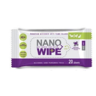 สินค้า ((ห่อเล็ก)) Nano Wipe 18×20 cm 20 แผ่น ผ้าเปียก ทำความสะอาด สัตว์เลี้ยง