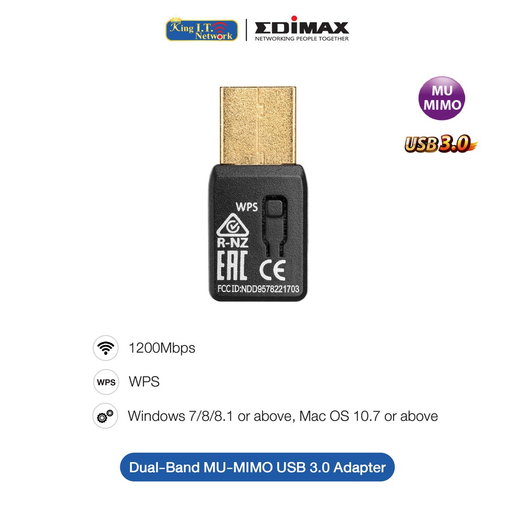 ภาพสินค้าEDIMAX (EW-7822UTC) AC1200 Dual-Band MU-MIMO USB 3.0 Adapter จากร้าน kingitnetwork บน Shopee ภาพที่ 1